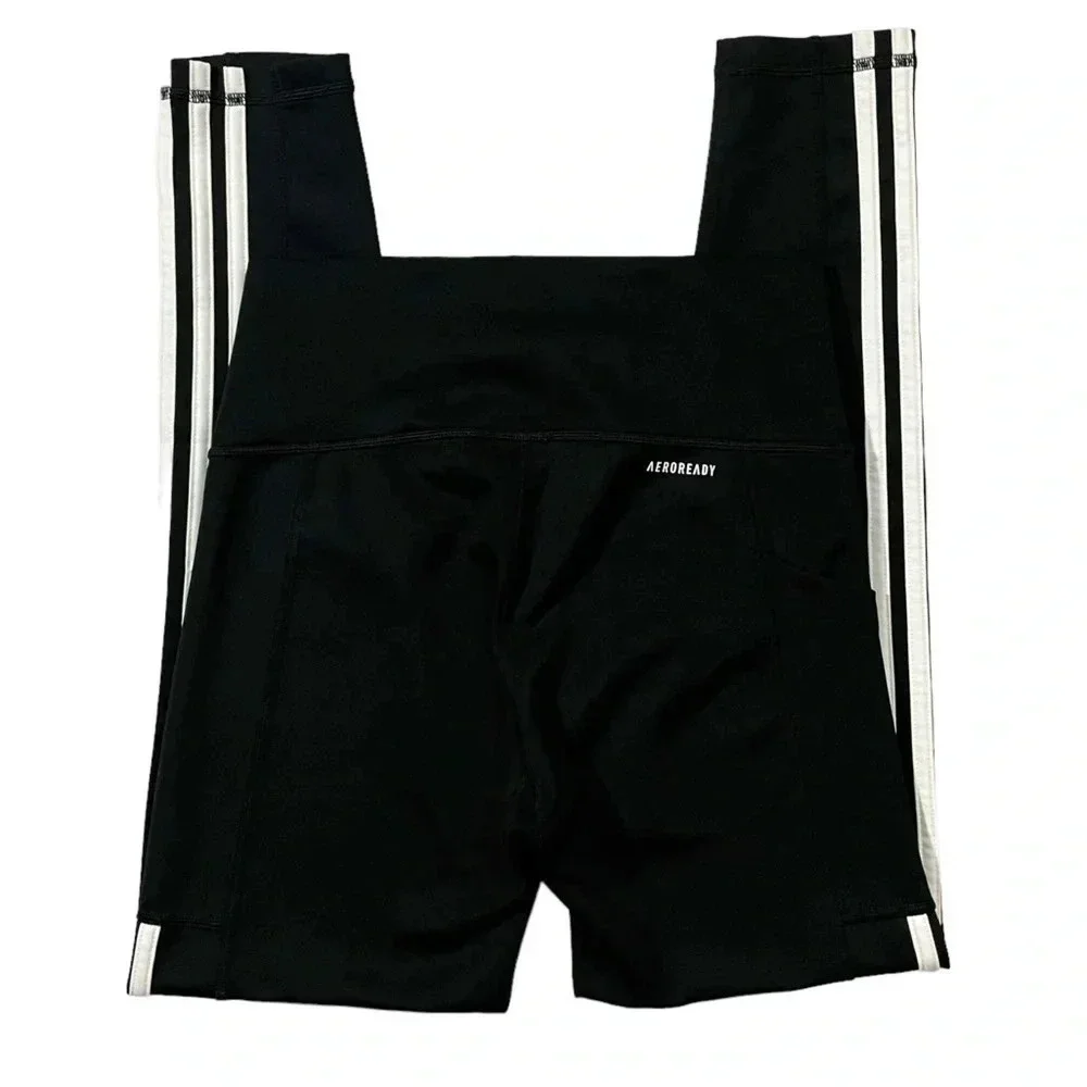 Adidas Aeroready 3 Stripe High Waisted 7/8 Leggings NWOT - Picture 4 of 4